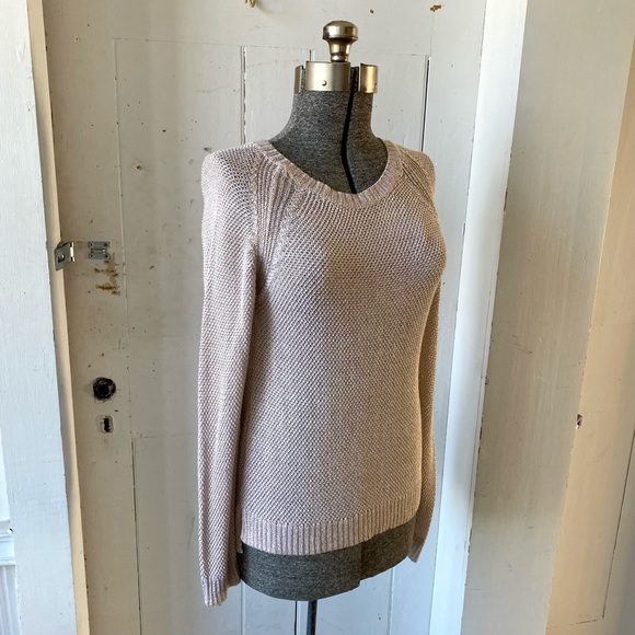 Cynthia Rowley Gold Metallic & White Pullover Raglan Sweater - Picture 3 of 16